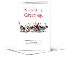 Santa and His Row of Christmas Reindeer Cards  5.50